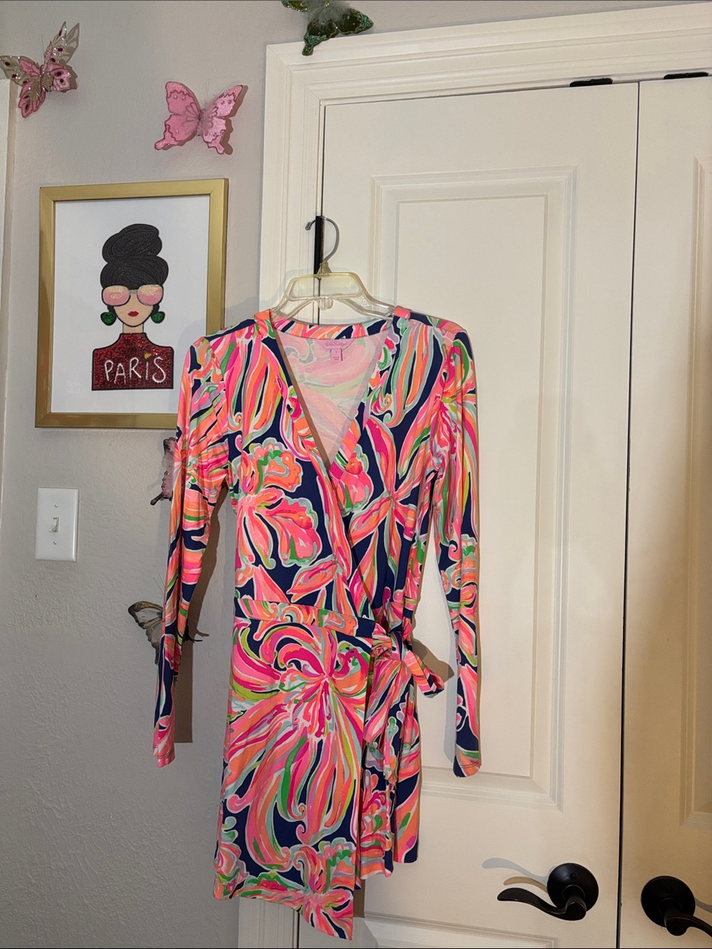 Lilly Pulitzer - Tiki Wrap Romper in Hot Pink Banana Flambe